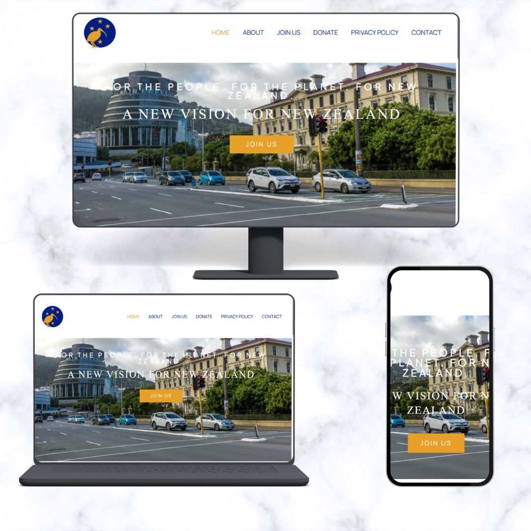 Screen shot of a new website